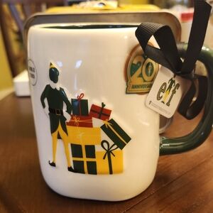 New Rae Dunn ELF Mug with Green Handle and Yellow Gifts